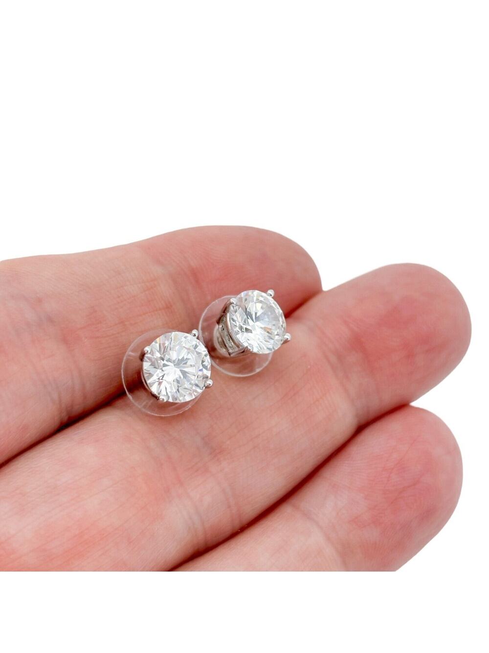 Vintage GG Sterling Silver 925 8mm Cubic Zirconia Stud Earrings